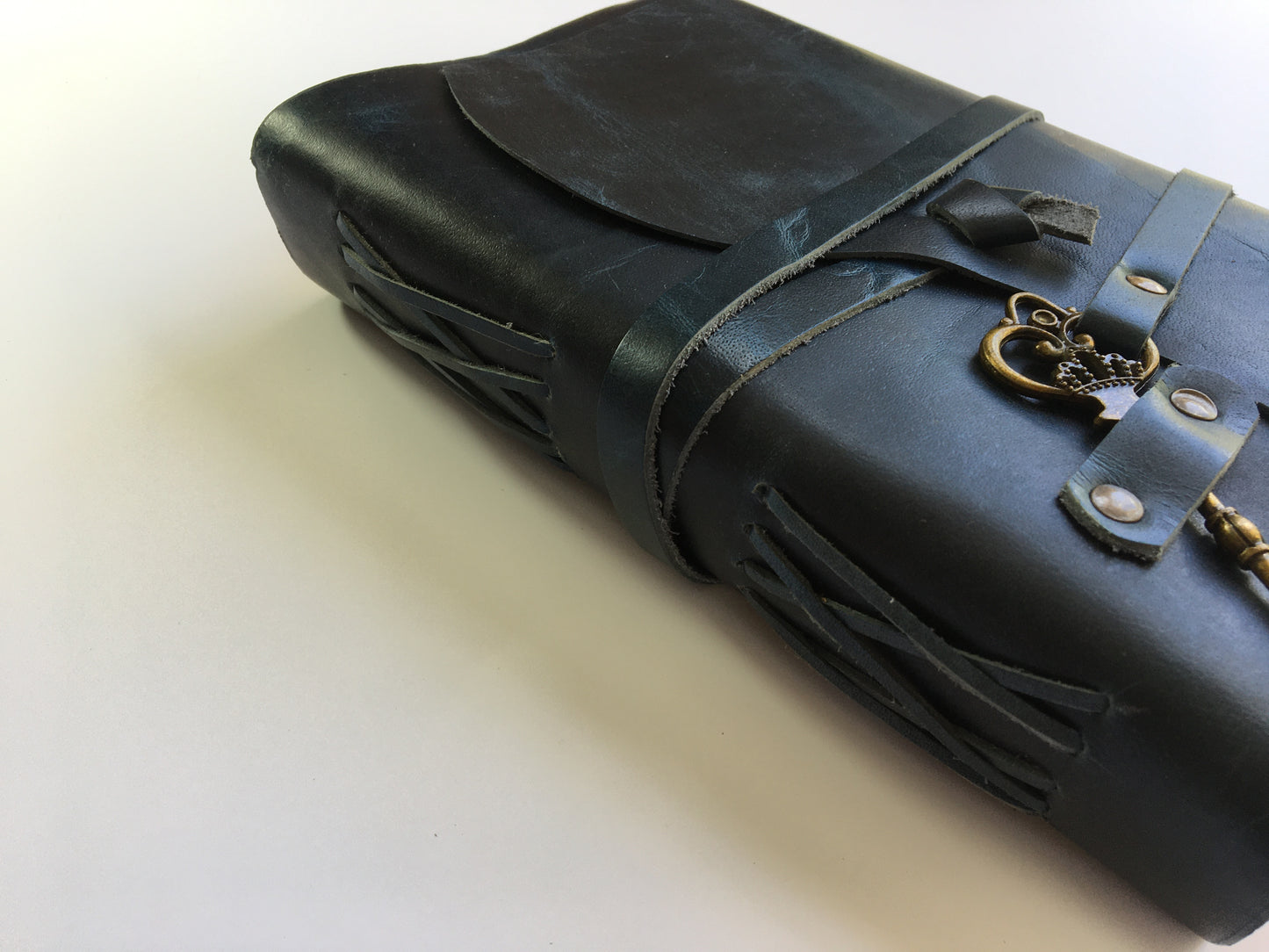Wrinkle Patina Leather Journal- Handcrafted- Deep Ocean