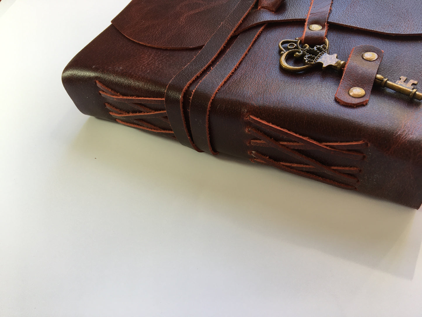 Wrinkle Patina Leather Journal- Handcrafted- Red Wine