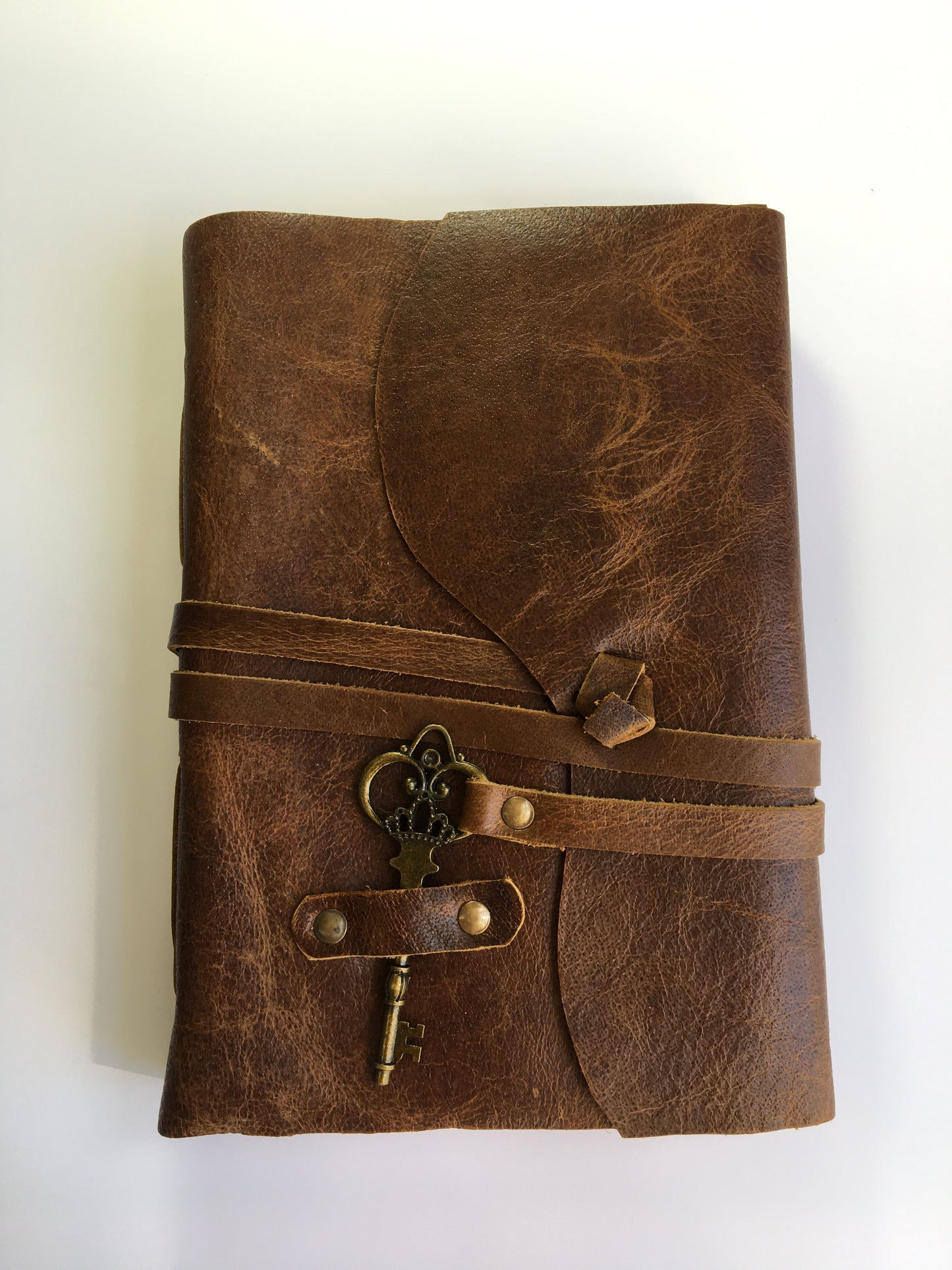 Wrinkle Patina Leather Journal- Handcrafted- Italian Aged Brown