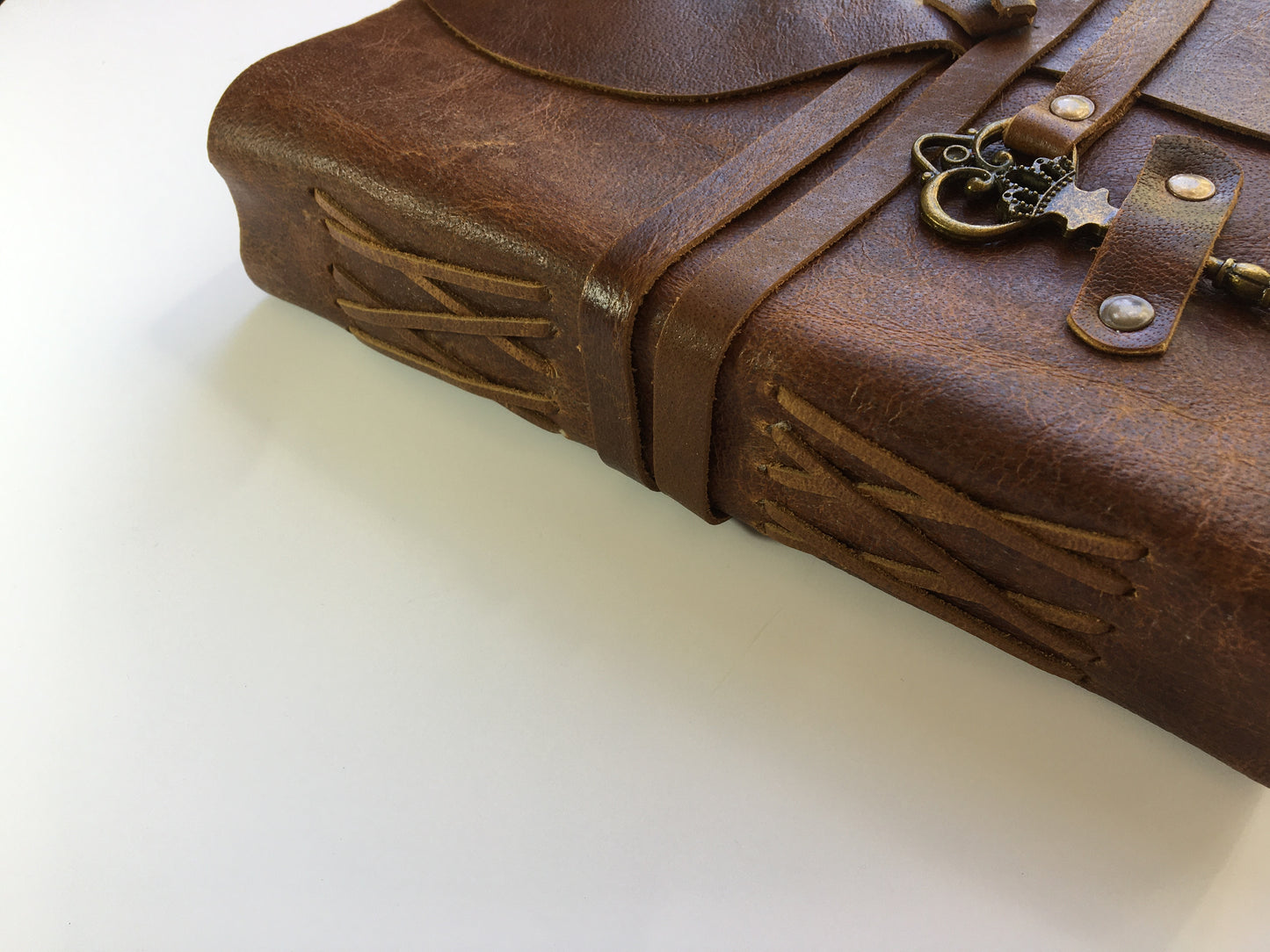 Wrinkle Patina Leather Journal- Handcrafted- Italian Aged Brown