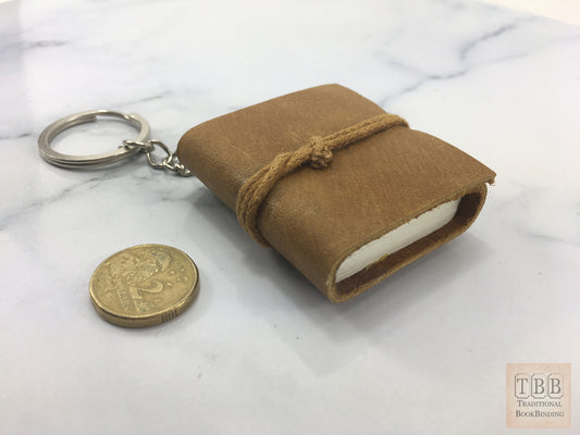 Miniature book key ring- Quality Handmade Leather Journal- ACID FREE- THICK 100% Cotton paper- TBBLJ7