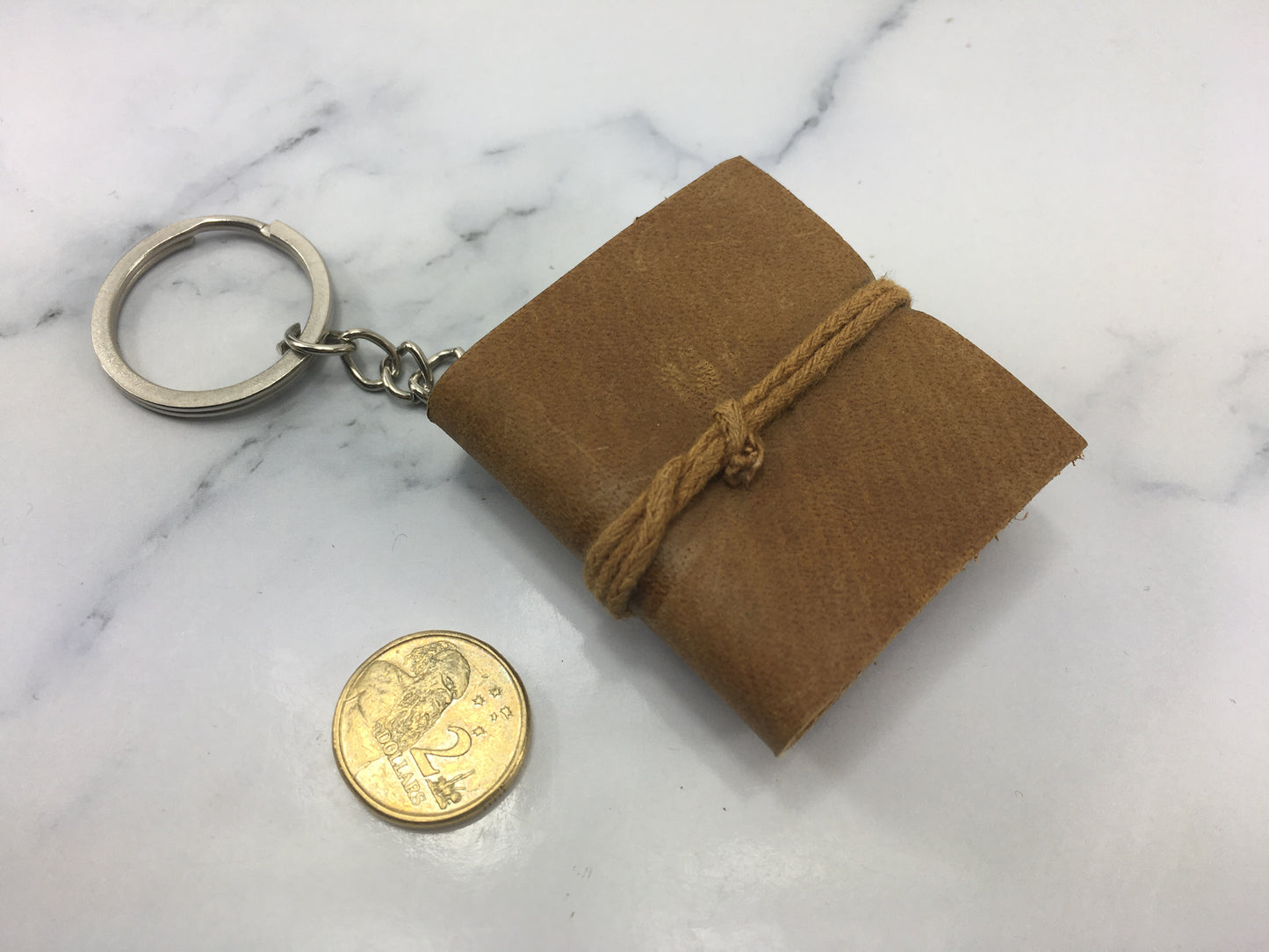 Miniature book key ring- Quality Handmade Leather Journal- ACID FREE- THICK 100% Cotton paper- TBBLJ7