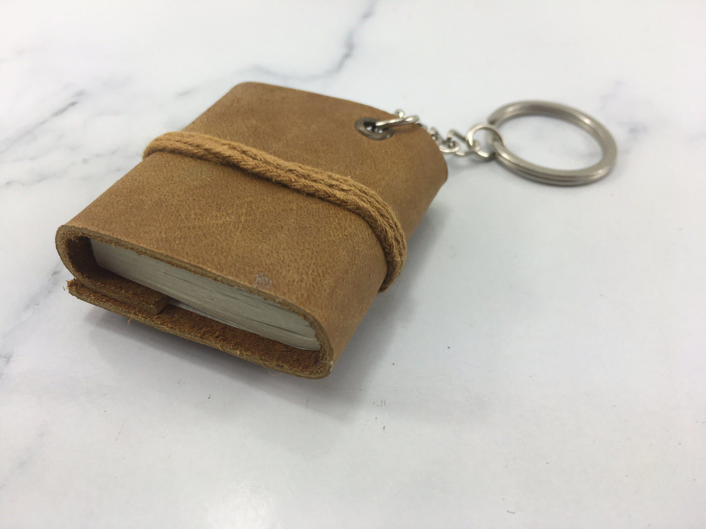 Miniature book key ring- Quality Handmade Leather Journal- ACID FREE- THICK 100% Cotton paper- TBBLJ7