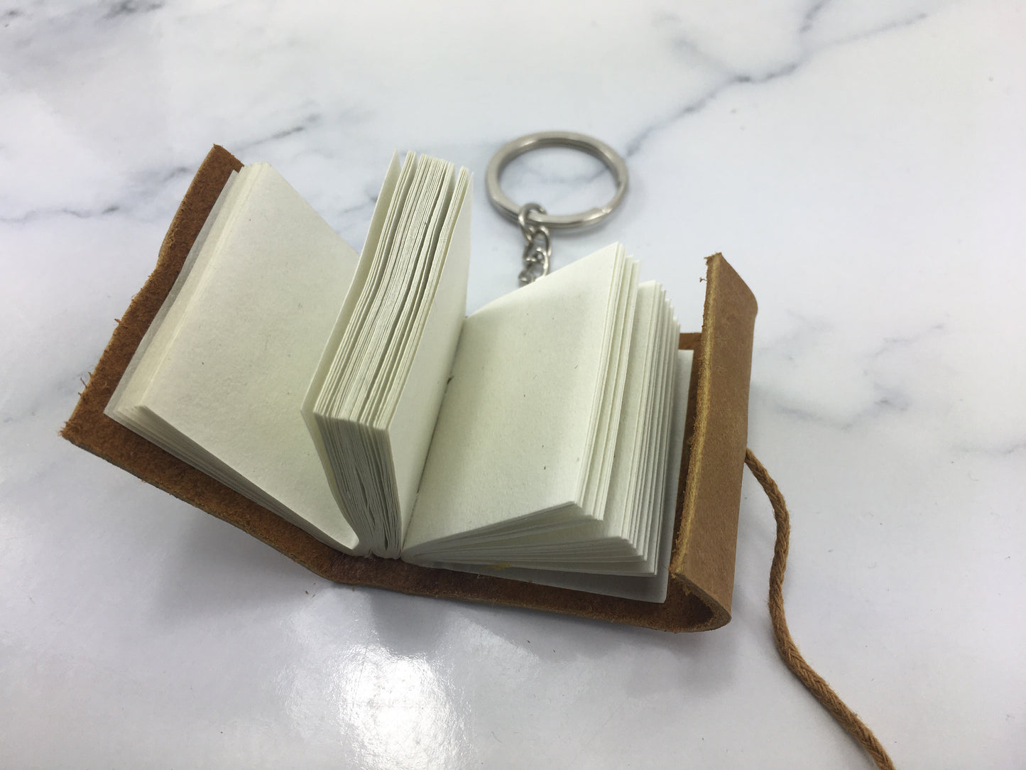 Miniature book key ring- Quality Handmade Leather Journal- ACID FREE- THICK 100% Cotton paper- TBBLJ7