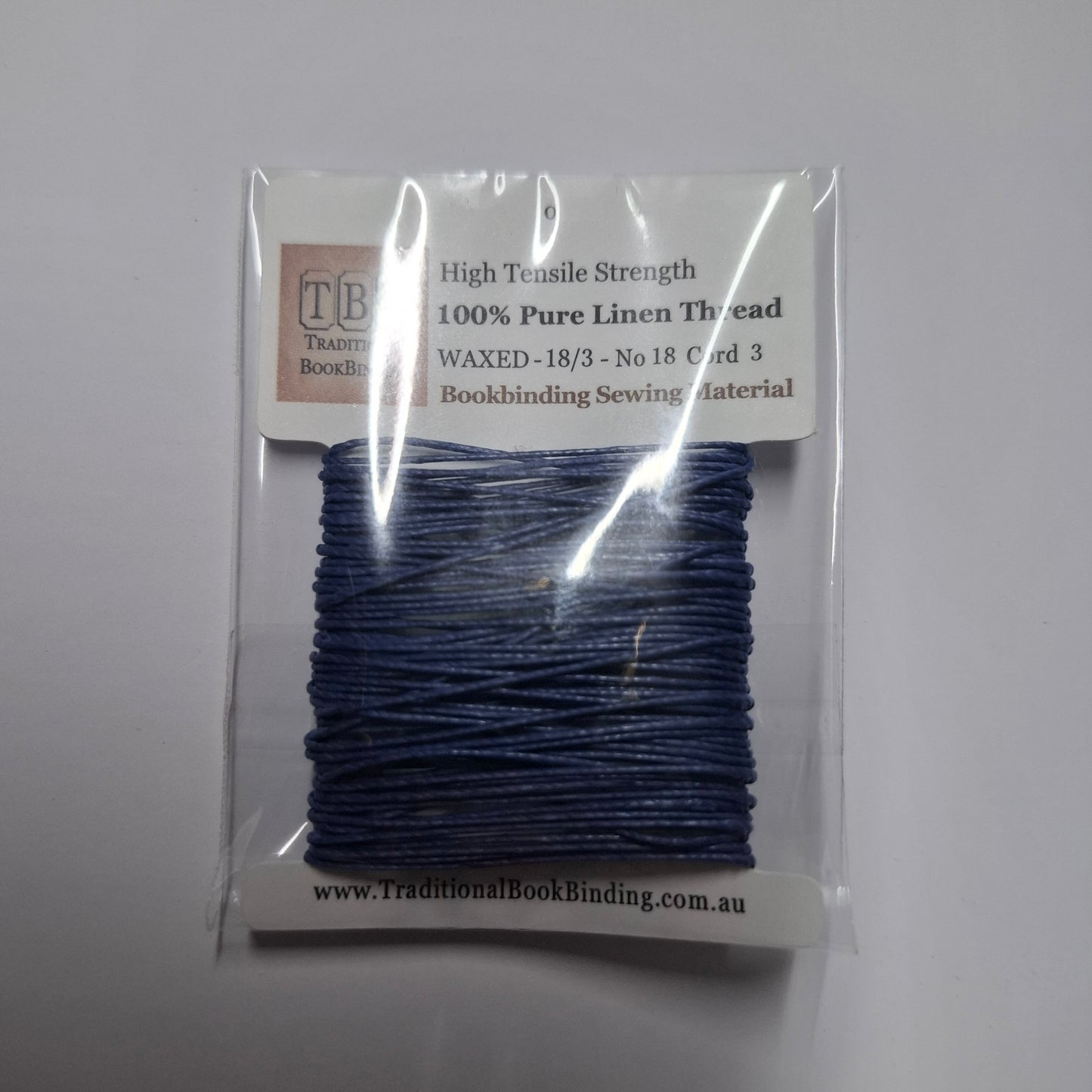 Royal Blue- 100% Pure Linen Polished Thread- 18/3 No.18 Cord 3- Approx 0.55mm thick