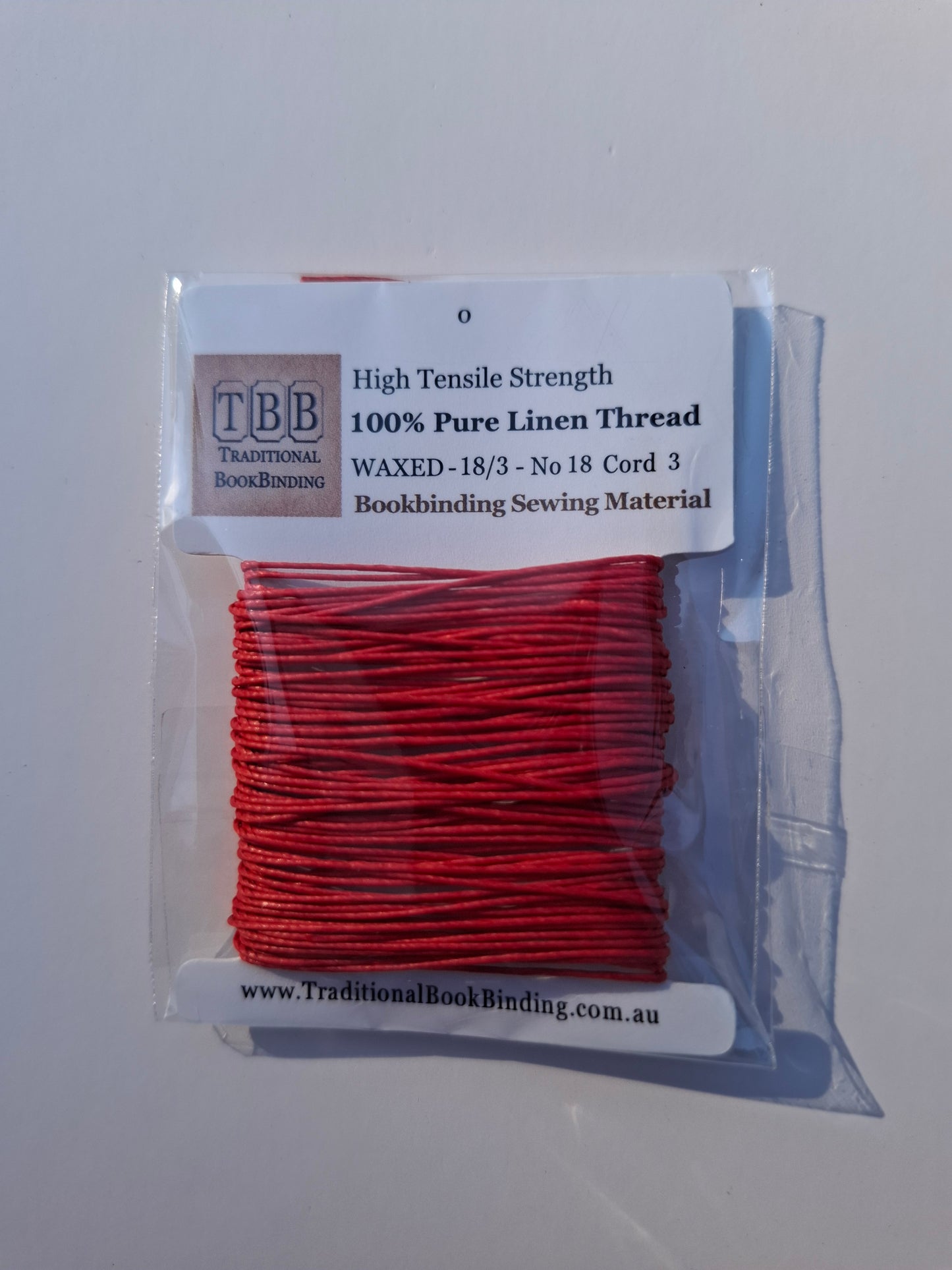 Royal Red- 100% Pure Linen Polished Thread- 18/3 No.18 Cord 3- Approx 0.55mm thick