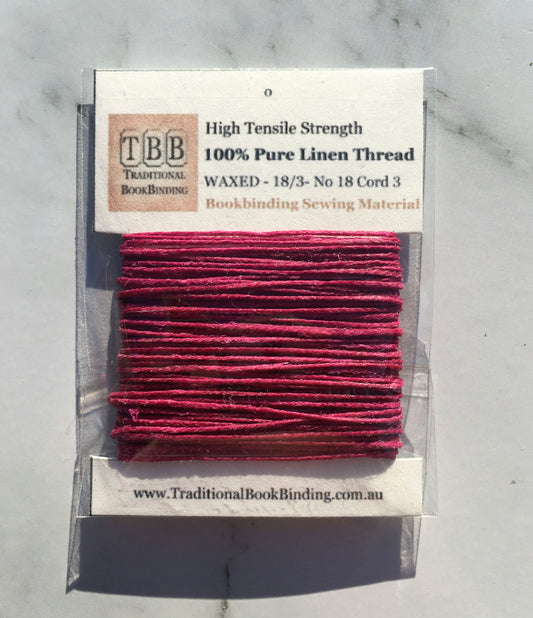 ALIZARIN-100% Pure Linen Thread- Waxed- 18/3 No.18 Cord 3- Approx 0.55mm thick