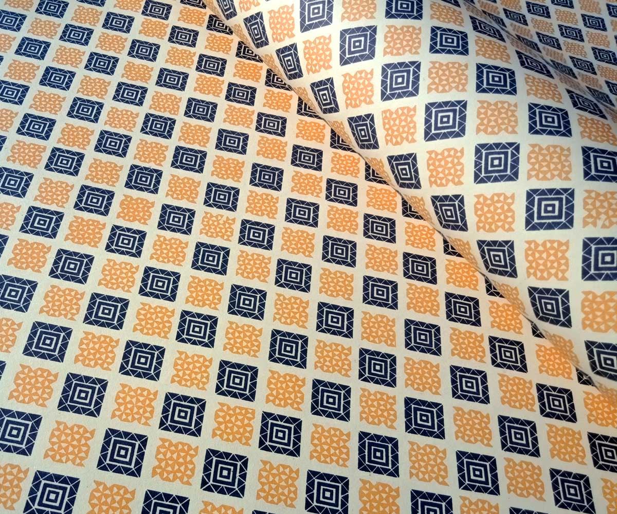 TBBIDP11A- Yellow & Navy blue- Italian Decorative Paper- 100 GSM Thick paper for bookbinding- Suitable for book covers and end sheets