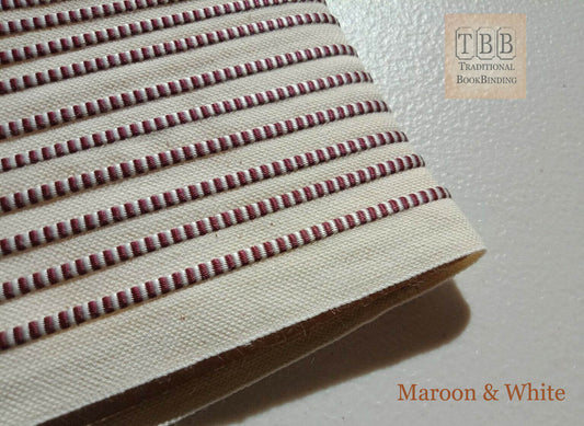 Quality bookbinding headband- Book endband- Maroon & White