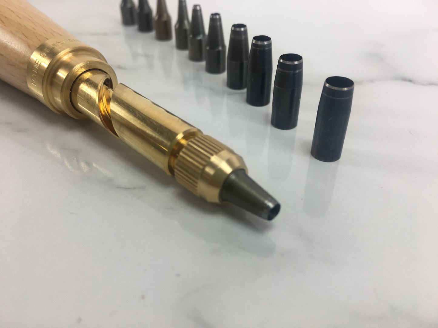 Long Life superior quality Japanese bookbinding screw punch for thick boards- 11 sizes- Effortless