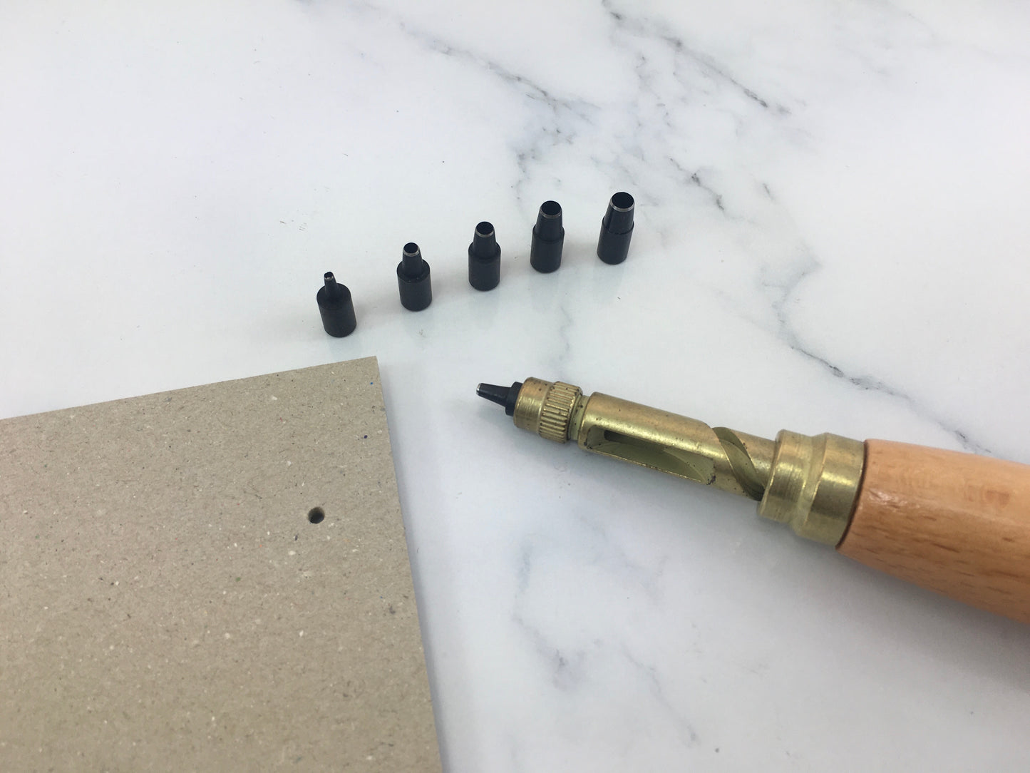 General bookbinding screw punch for thick boards- 6 sizes -Effortless