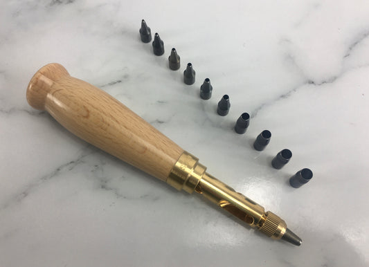 Long Life superior quality Japanese bookbinding screw punch for thick boards- 11 sizes- Effortless