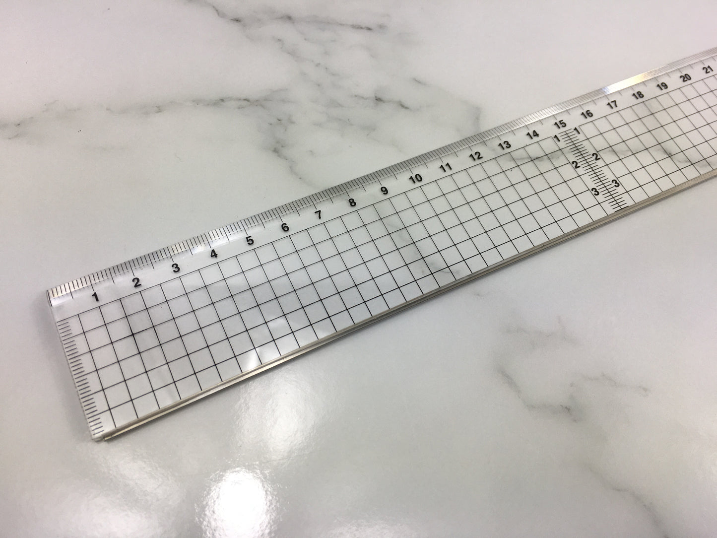 THICK 3mm Quality Acrylic Ruler with Stainless Steel Cutting Edge- Length 40 or 45cm