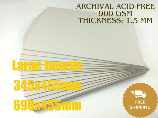 100% ARCHIVAL ACID FREE bookbinding boards- Professional Binder's boards- 1.5mm