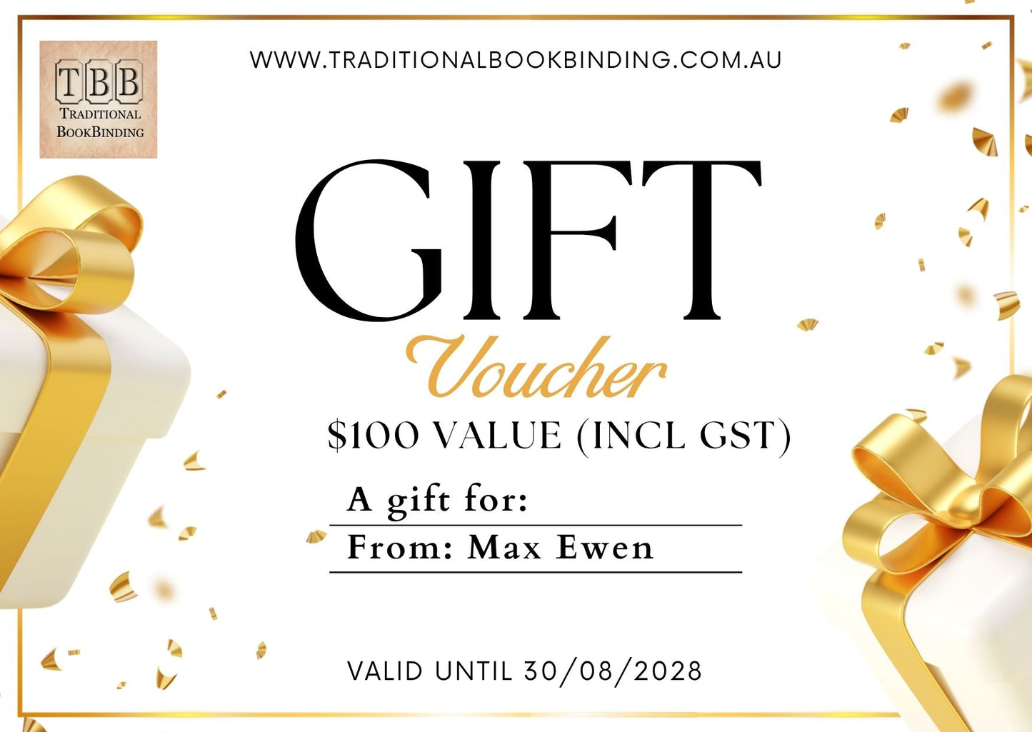 TRADITIONAL BOOKBINIDNG Gift voucher for bookbinding supplies