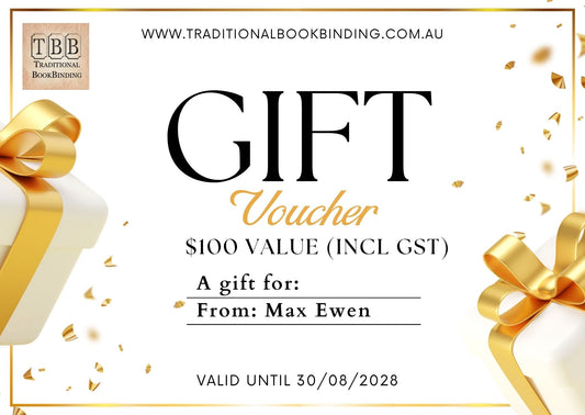 TRADITIONAL BOOKBINIDNG Gift voucher for bookbinding supplies
