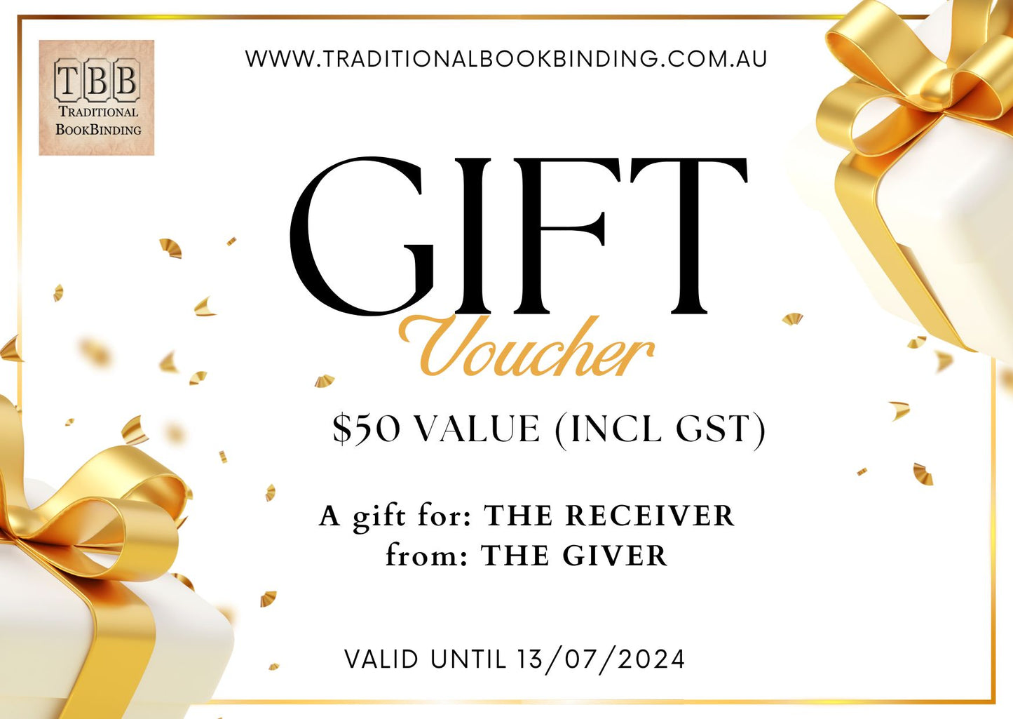 TRADITIONAL BOOKBINIDNG Gift voucher for bookbinding supplies & Restoration