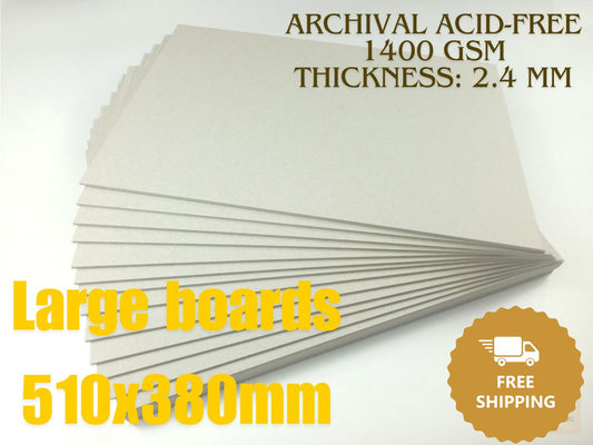 100% ARCHIVAL ACID FREE bookbinding boards- Professional Binder's boards- 2.4mm