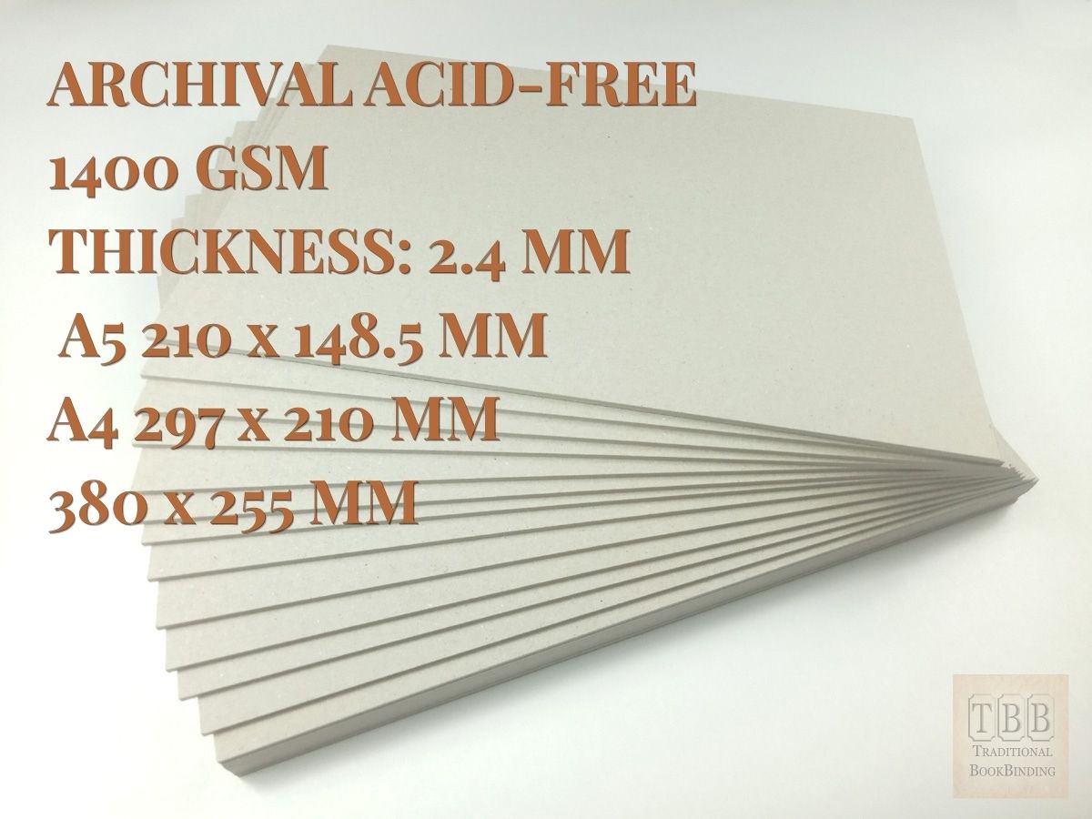 100% Archival Acid-Free Bookbinding Boards | 1400 GSM 2.4mm | A5, A4 & 380×255mm | Buy More Save More