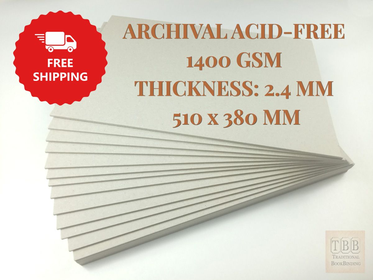 Archival Acid-Free Bookbinding Boards | 1400 GSM 2.4mm | 510×380mm Long Grain | 200 Sheets | Free Shipping Australia
