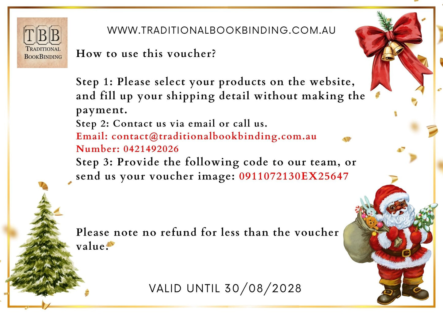 TRADITIONAL BOOKBINIDNG Gift voucher for bookbinding supplies