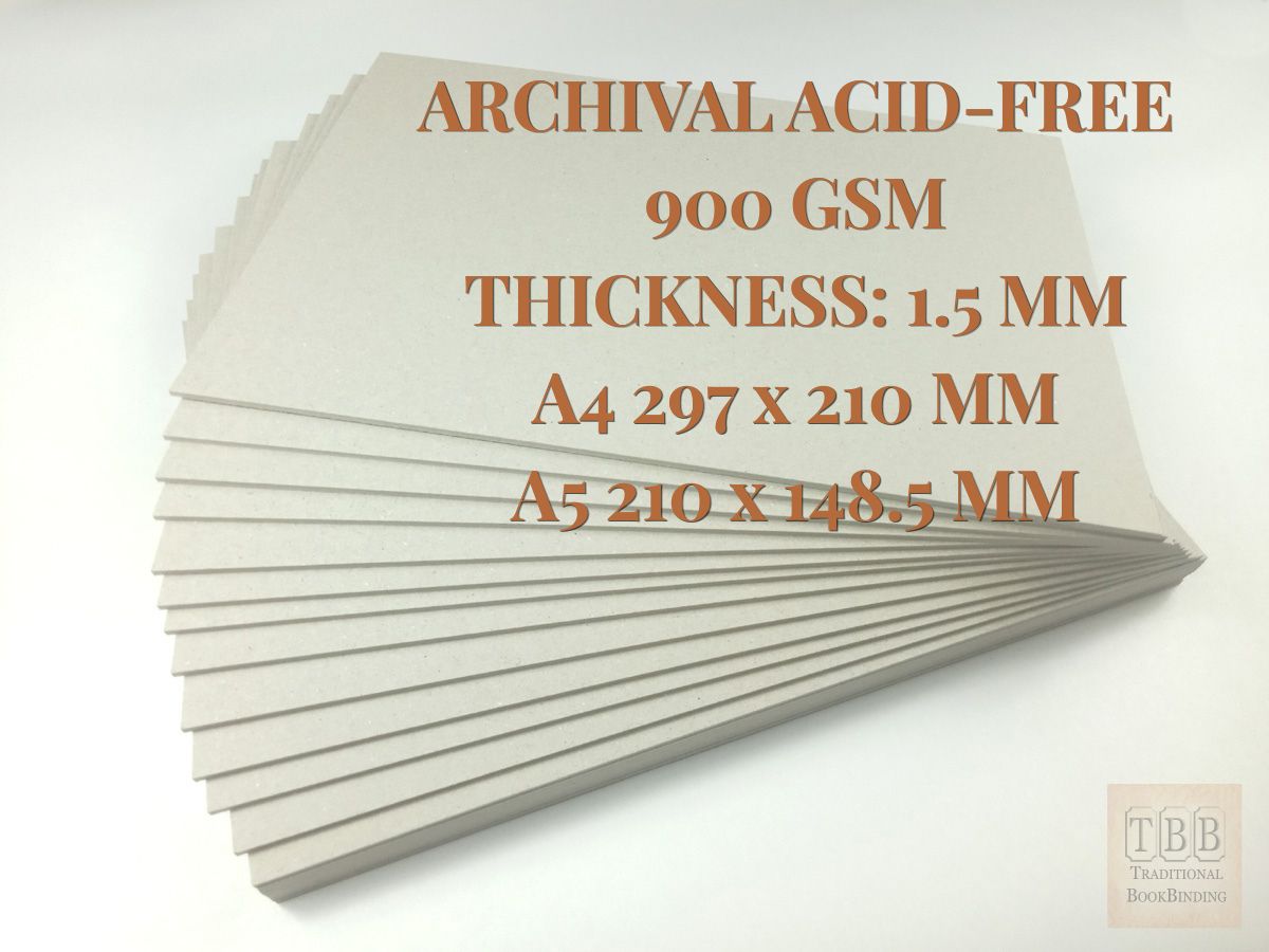 100% Archival Acid-Free Bookbinding Boards | Professional Binder's Boards | 1.5mm | 900 GSM
