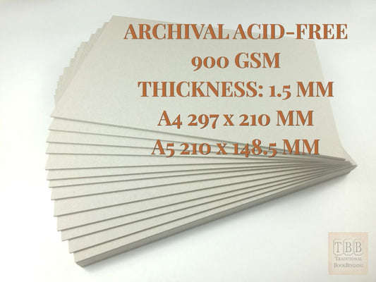 100% Archival Acid-Free Bookbinding Boards | Professional Binder's Boards | 1.5mm | 900 GSM