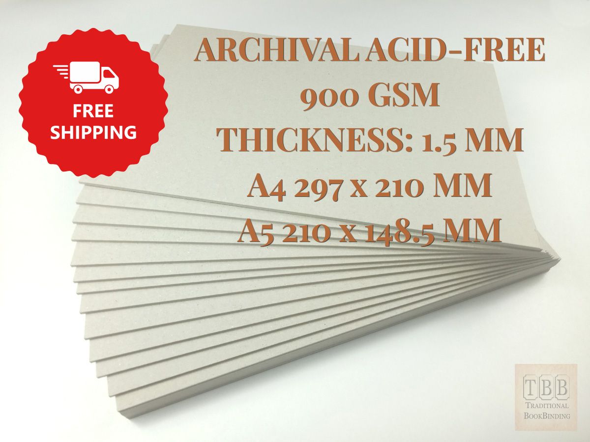 Bookbinding Boards Bulk Pack | Acid-Free Archival | 1.5mm 900GSM | A4 500 Sheets A5 1250 Sheets | Free Shipping Australia wide