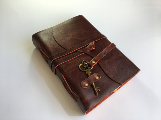 Wrinkle Patina Leather Journal- Handcrafted- Red Wine