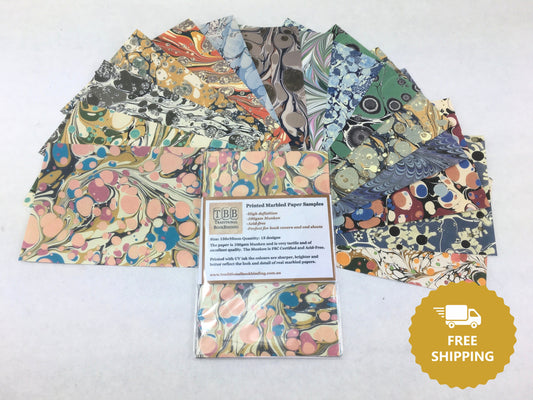 Printed marbled paper sample pack- HIGH DEFINITION- THICK 100gsm ACID FREE PAPER- Suitable for book covers and end sheets