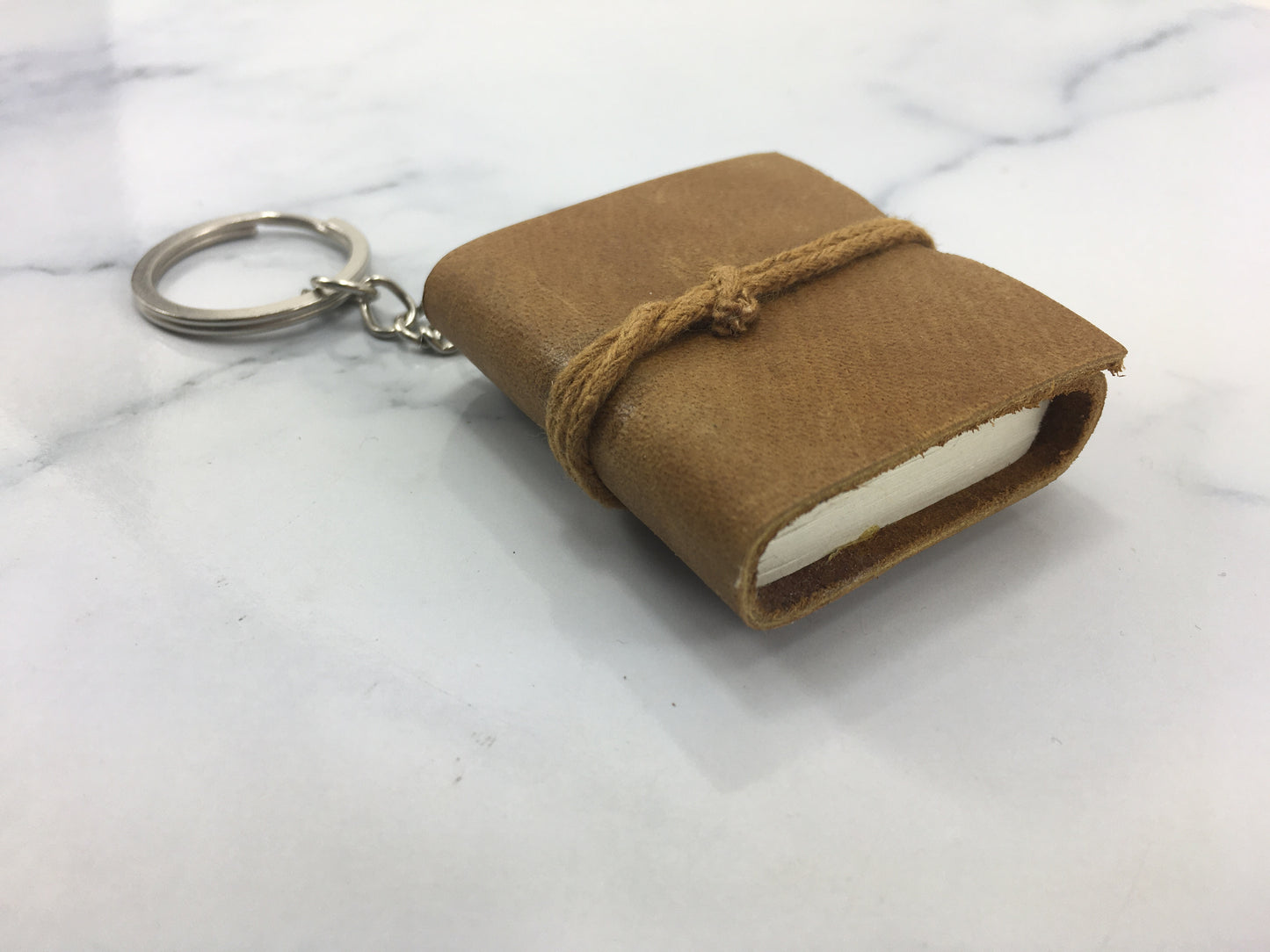 Miniature book key ring- Quality Handmade Leather Journal- ACID FREE- THICK 100% Cotton paper- TBBLJ7