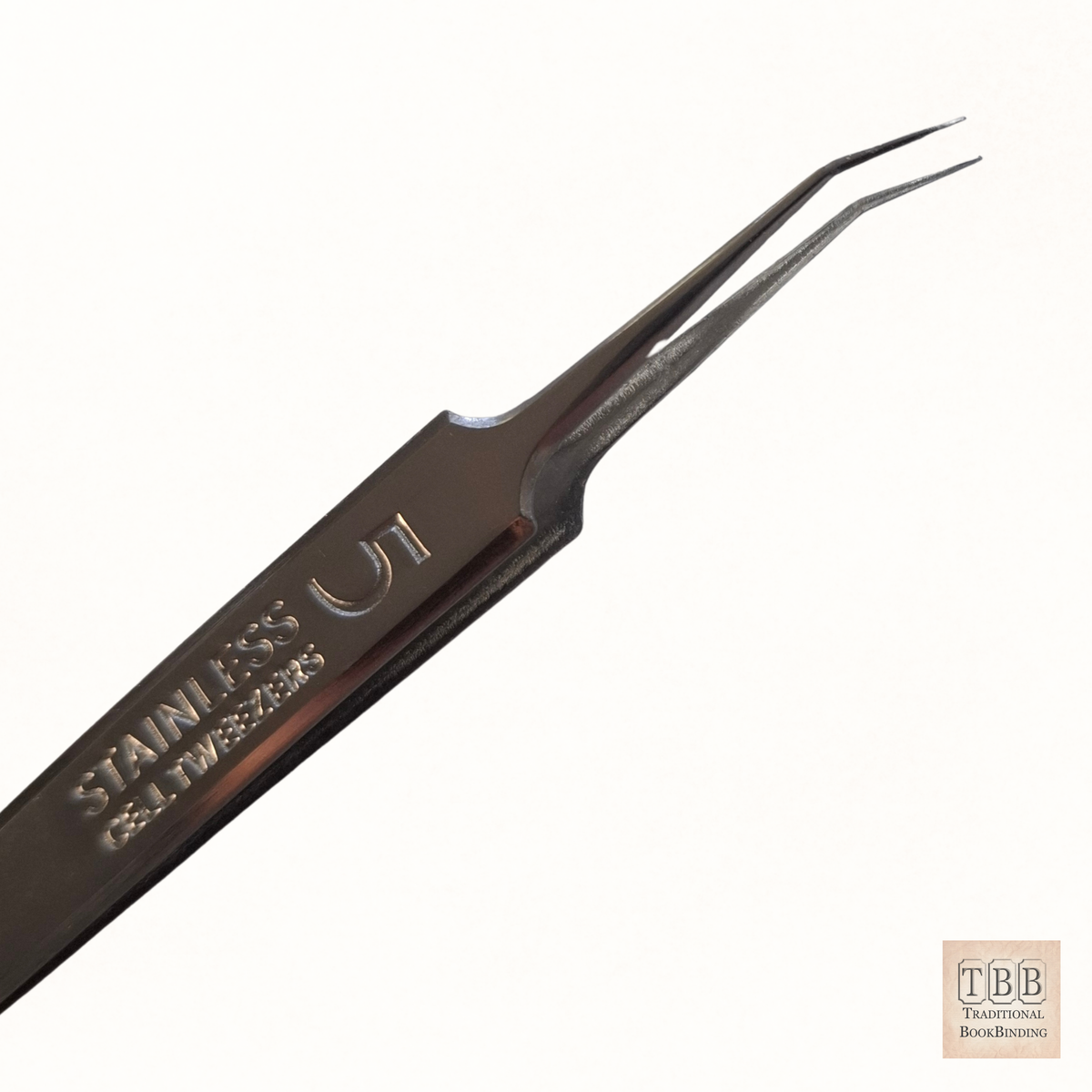 Polished Curved Tip Stainless Steel Tweezers for Book Repair