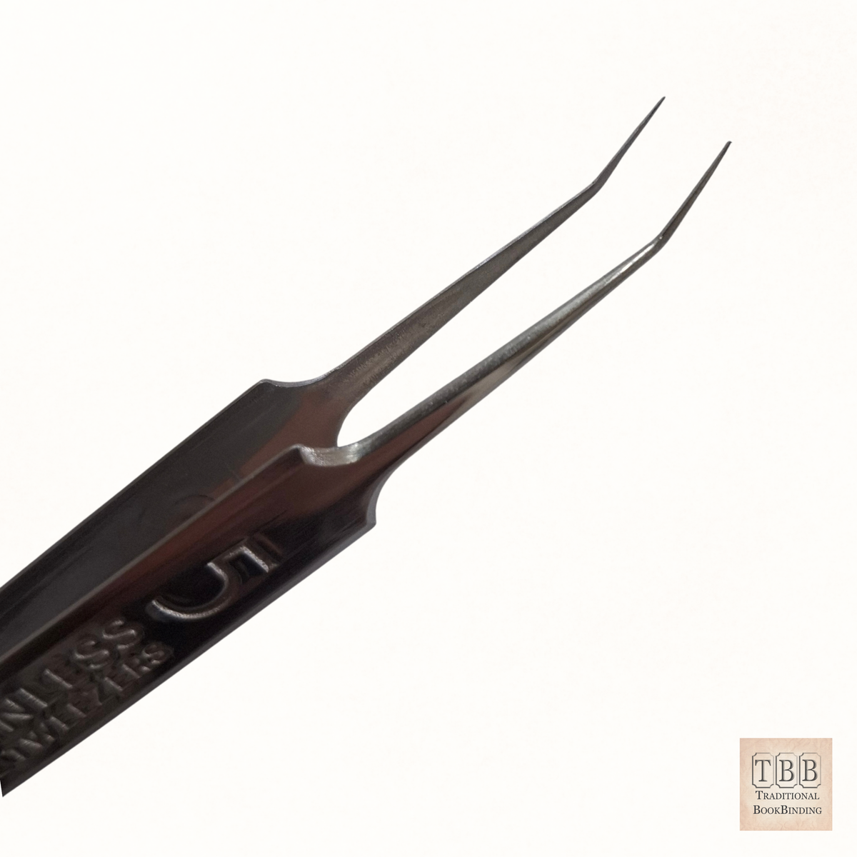 Polished Curved Tip Stainless Steel Tweezers for Book Repair