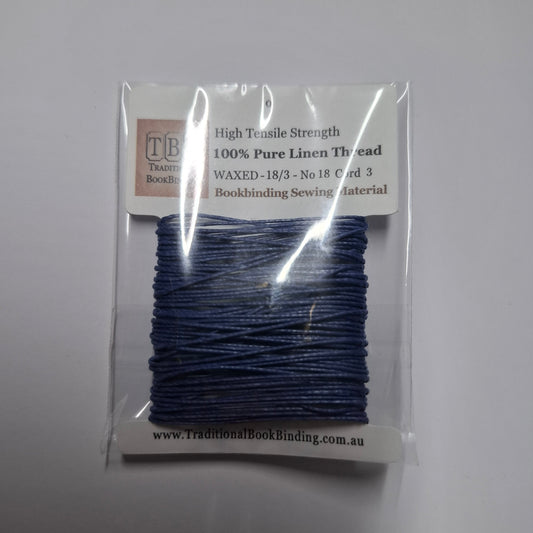 Royal Blue- 100% Pure Linen Polished Thread- 18/3 No.18 Cord 3- Approx 0.55mm thick