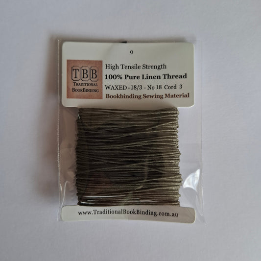 Green Grey- 100% Pure Linen Polished Thread- 18/3 No.18 Cord 3- Approx 0.55mm thick