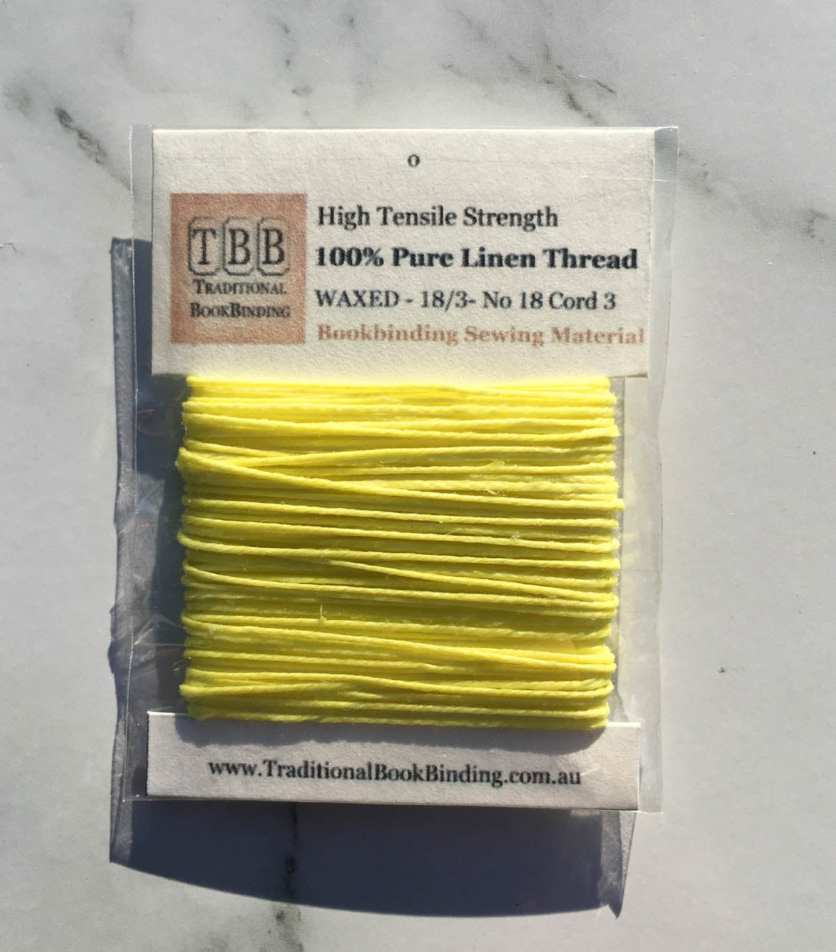 LEMON YELLOW- 100% Pure Linen Thread- Waxed- 18/3 No.18 Cord 3- Approx 0.55mm thick