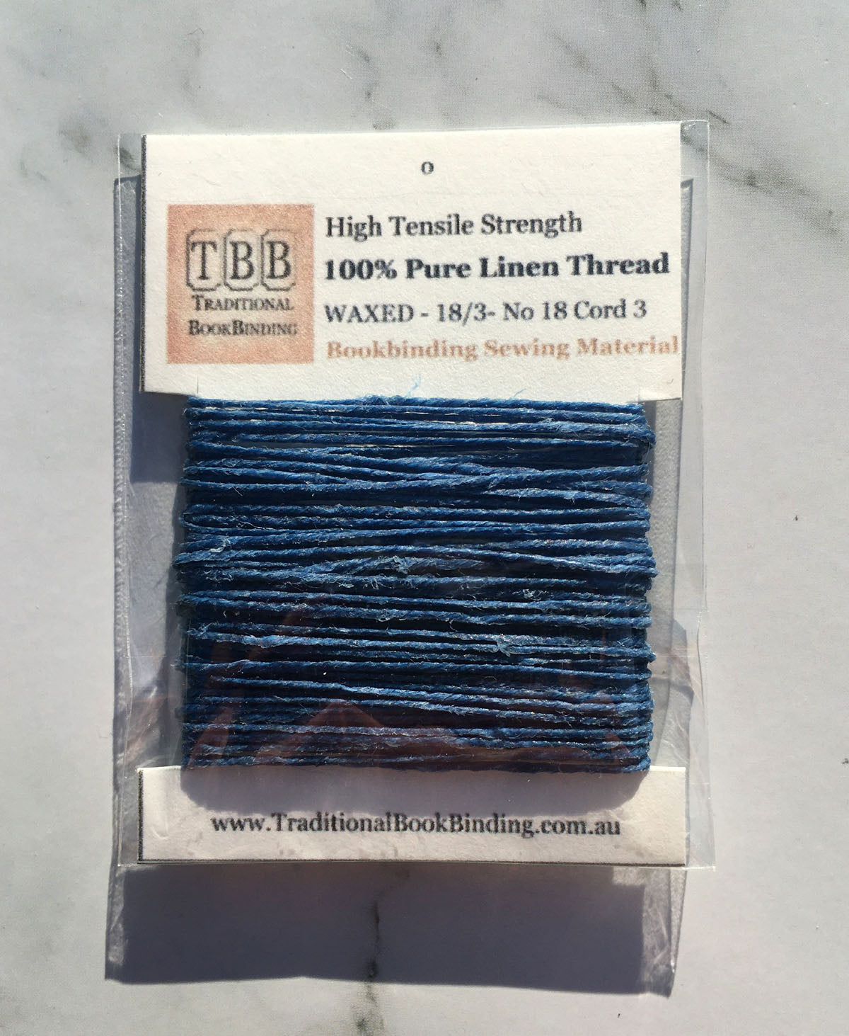 ROYAL BLUE- 100% Pure Linen Thread- Waxed- 18/3 No.18 Cord 3- Approx 0.55mm thick