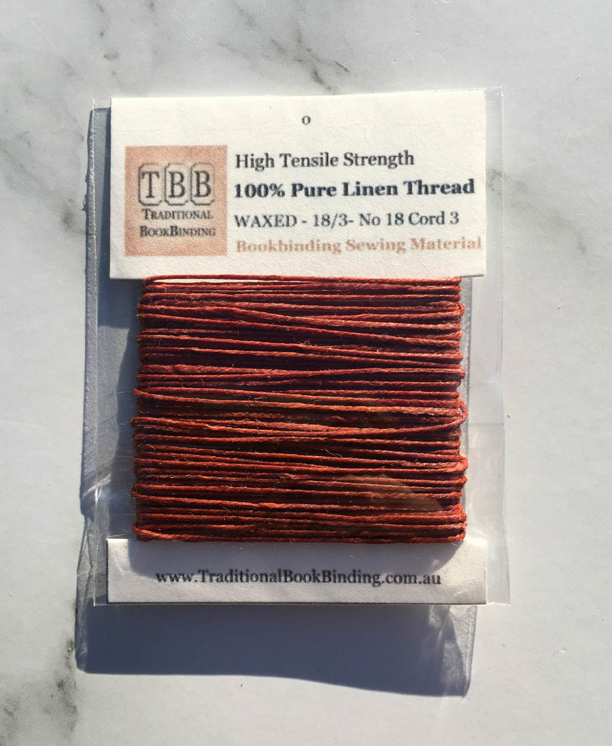 SETTLE BROWN- 100% Pure Linen Thread- Waxed- 18/3 No.18 Cord 3- Approx 0.55mm thick