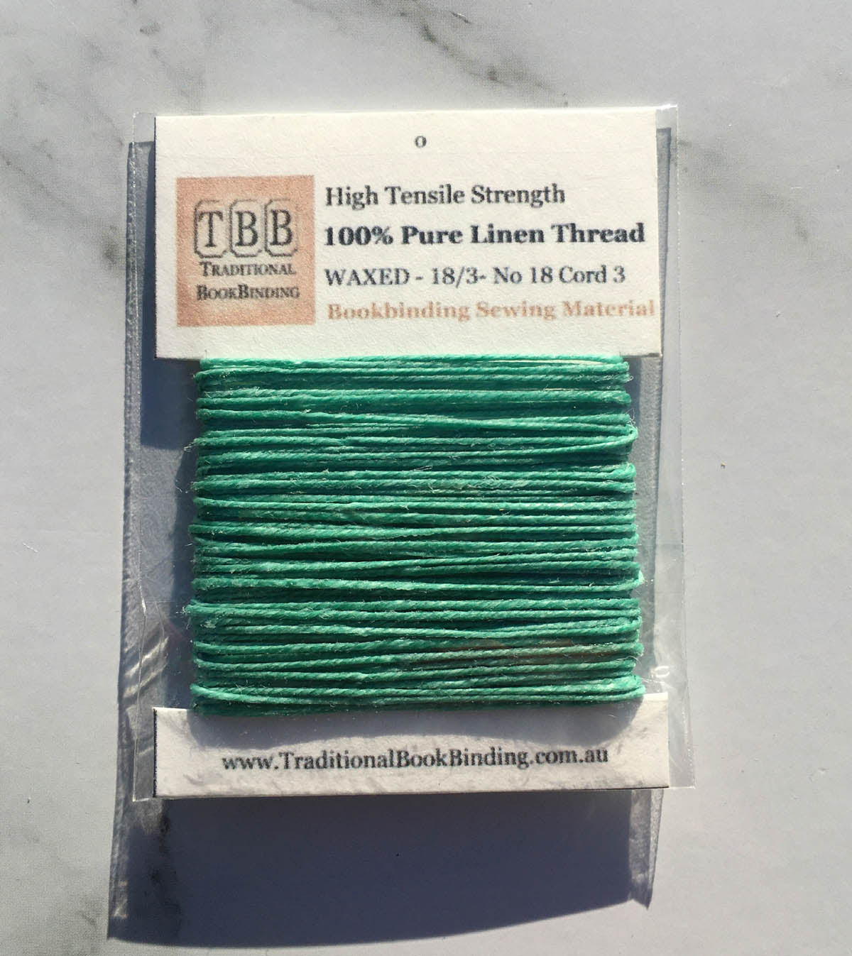 TURQUOISE- 100% Pure Linen Thread- Waxed- 18/3 No.18 Cord 3- Approx 0.55mm thick