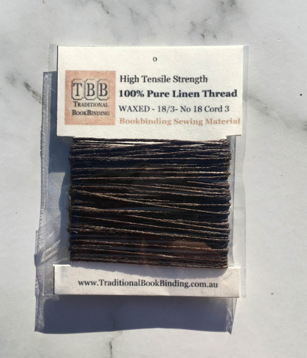 UMBER BLACK- 100% Pure Linen Thread- Waxed- 18/3 No.18 Cord 3- Approx 0.55mm thick