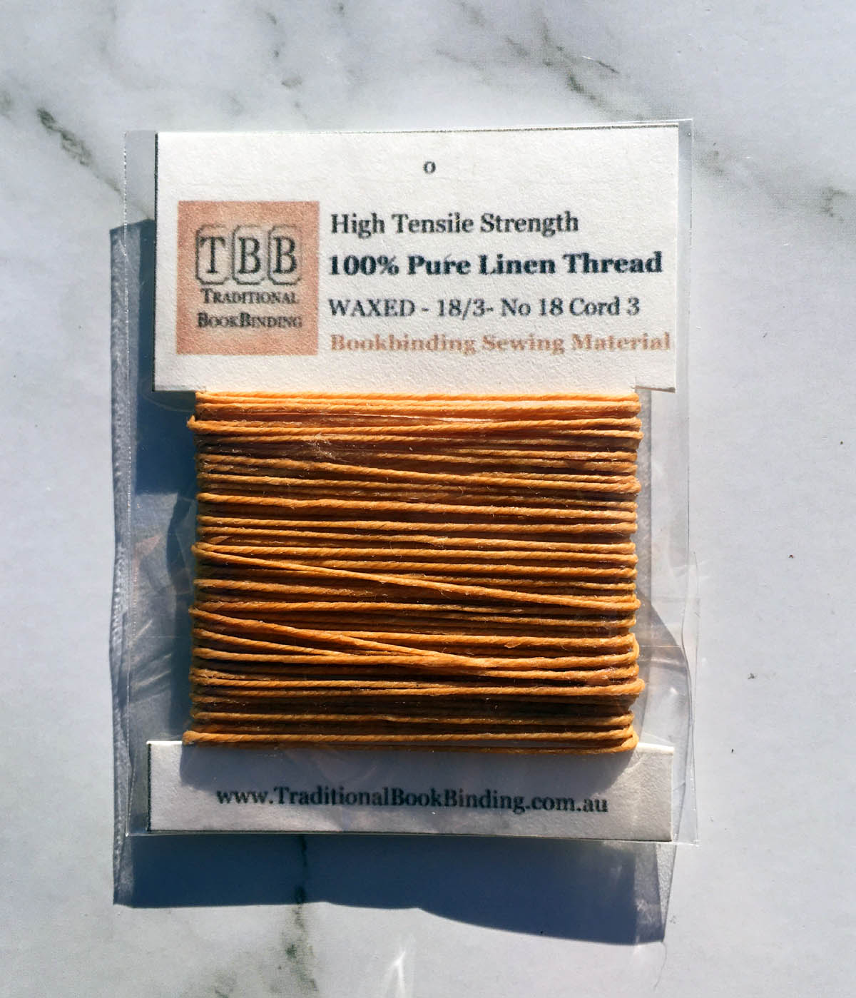 Yellow Ochre- 100% Pure Linen Thread- Waxed- 18/3 No.18 Cord 3- Approx 0.55mm thick
