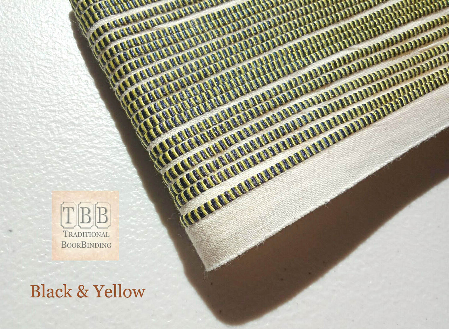 Quality bookbinding headband- Book endband- Black & Yellow