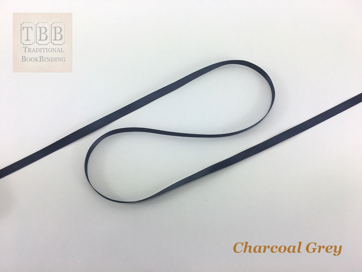 Charcoal Grey- Quality Double-faced Satin Ribbon 6mm- 100 yards- Perfect for bookmarks- TBBR077