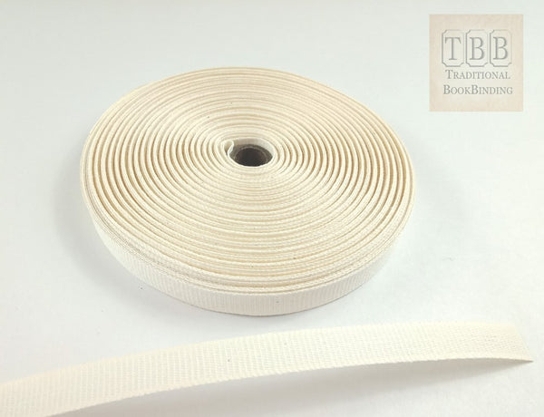 Cotton bookbinding tapes ~ unbleached ~ stiffened, Non-adhesive tapes, Tapes, Materials, Cotton bookbinding tape ~ unbleached ~ starched ~ 10mm  wide ~ sold by the metre