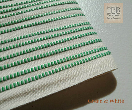 Quality bookbinding headband- Book endband- Green & White