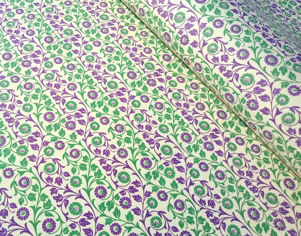 Green & Purple- Italian Decorative Paper- 100 GSM Thick paper for bookbinding- Suitable for book covers and end sheets- TBBID3