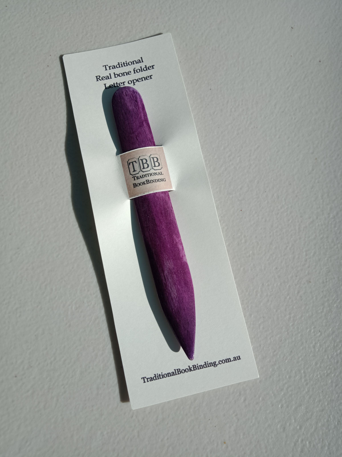 Traditional real bone folder or letter opener- Purple