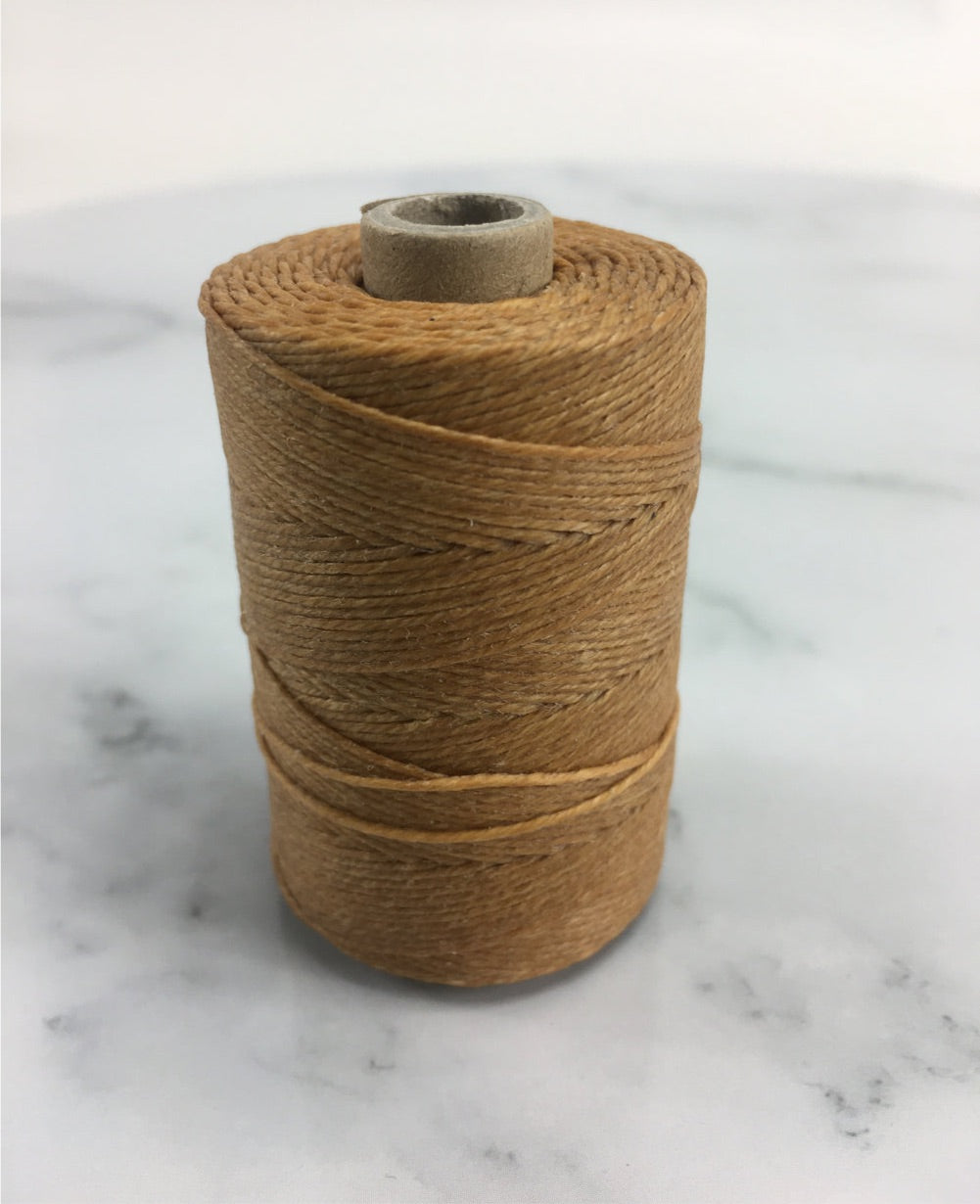 Yellow Ochre- Per spool 50g- 100% Pure Linen Thread- Waxed- 18/4 No.18 Cord 4- Approx 1mm thick